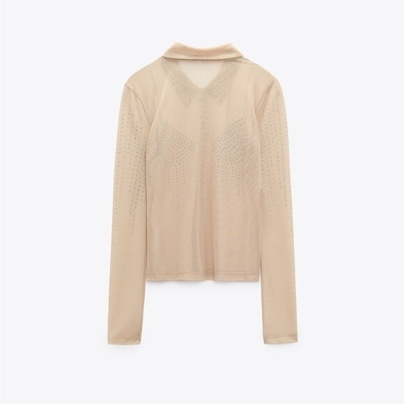ZARA RHINESTONE TULLE SHIRT - Picture 4 of 4